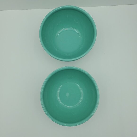Anthropologie Latte Stoneware Turquoise Cereal Bowls Aqua Biscuit Soup Bowls - Picture 4 of 6
